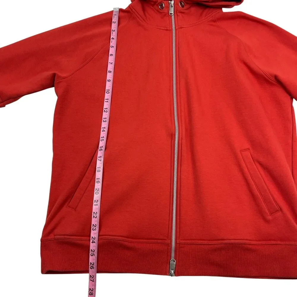 Athleta Women's On My Way‎ Triumph Hoodie Large Red Rust Zip‑Up Balloon Sleeve - Picture 11 of 13